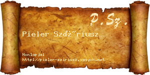 Pieler Szíriusz névjegykártya